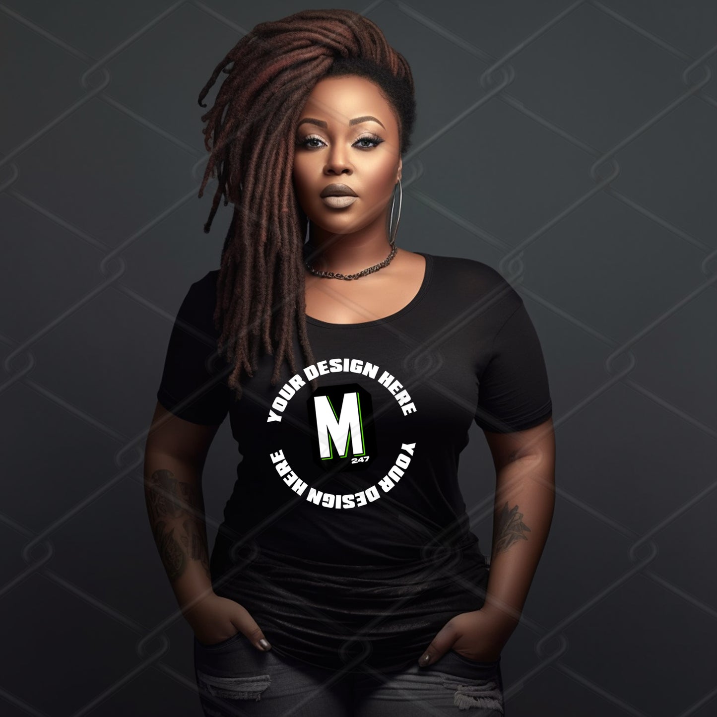 Black TShirt Model Mockup