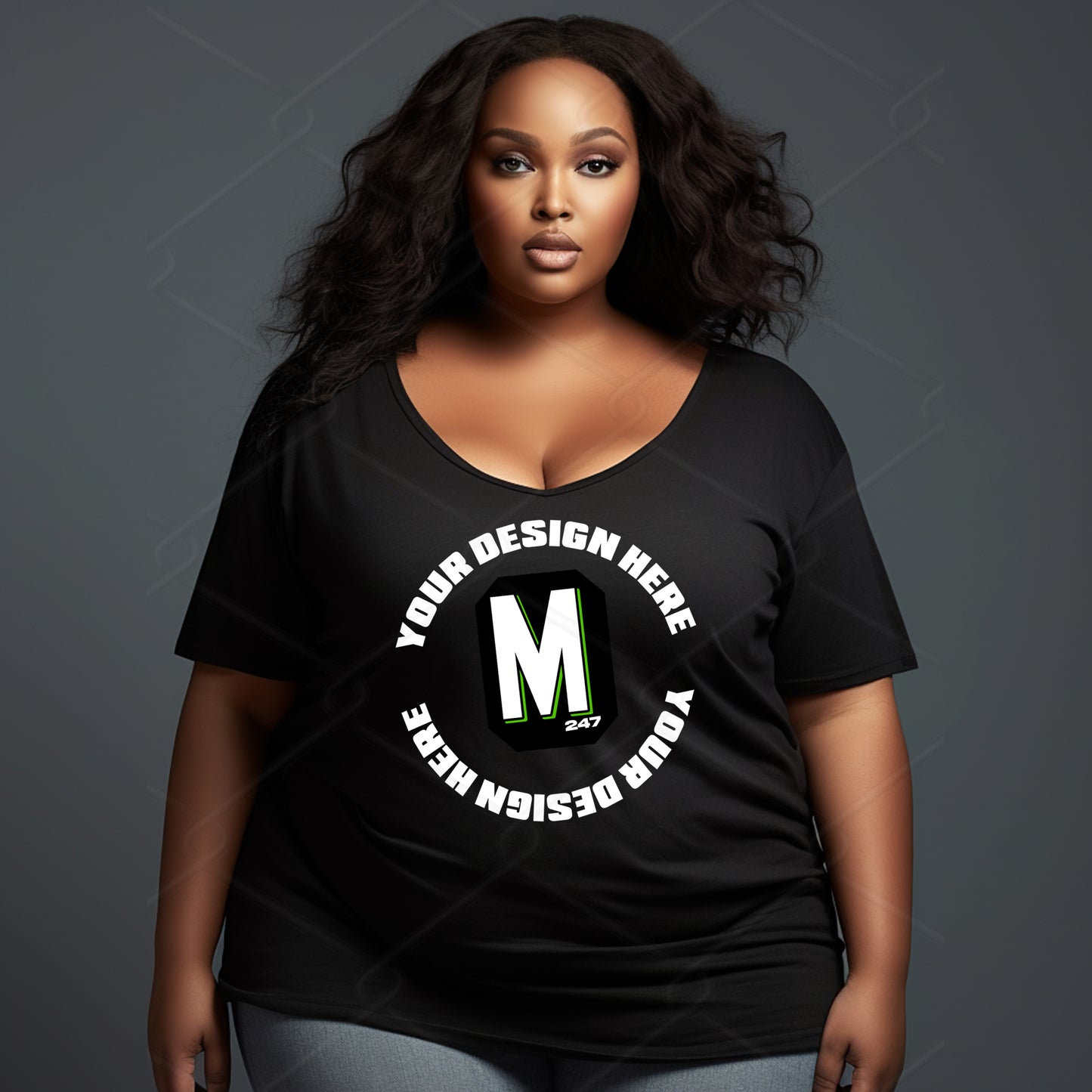 Black TShirt Plus Size Model Mockup