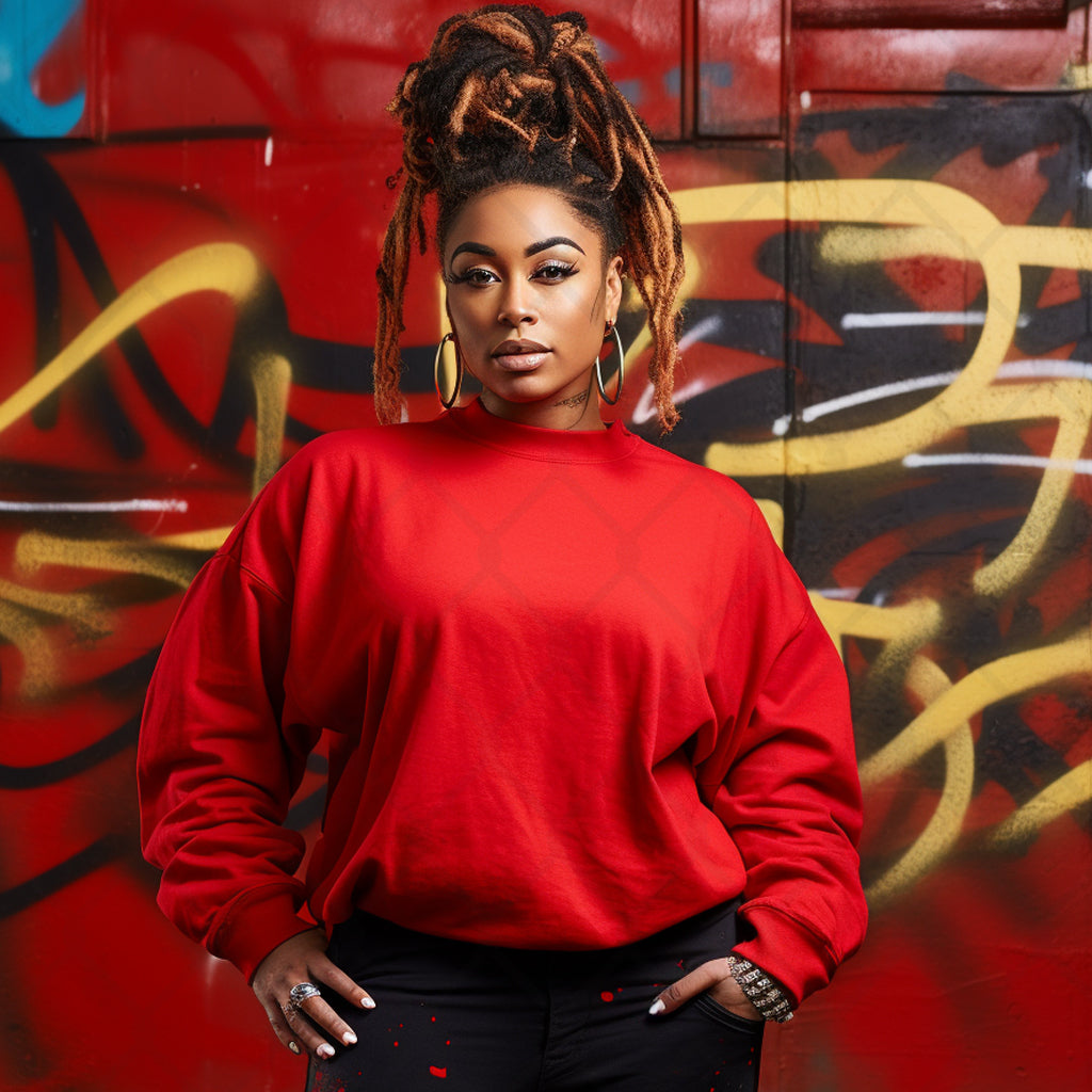 Red Sweatshirt Model Mockup