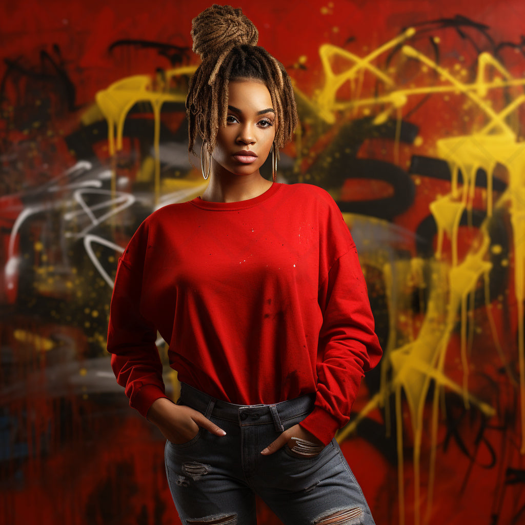 Red Sweatshirt Model Mockup