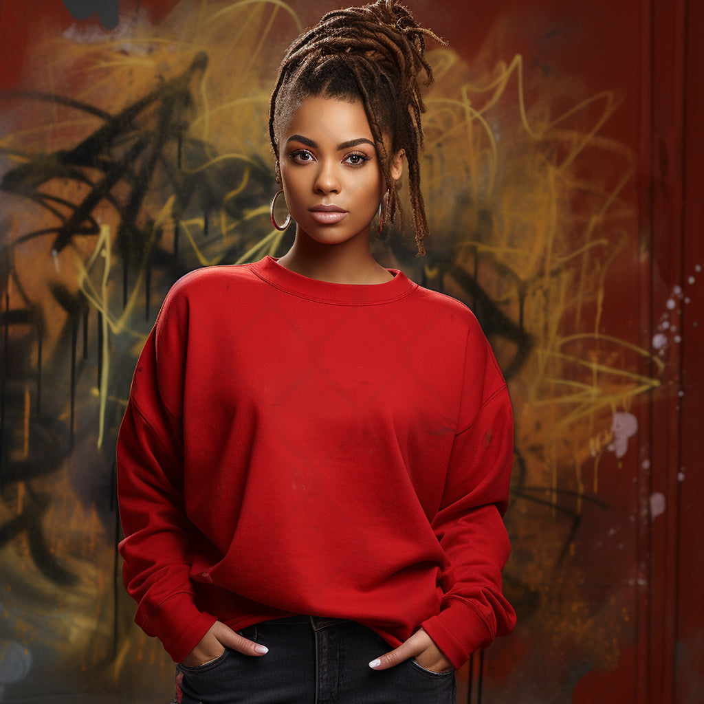 Red Sweatshirt Model Mockup