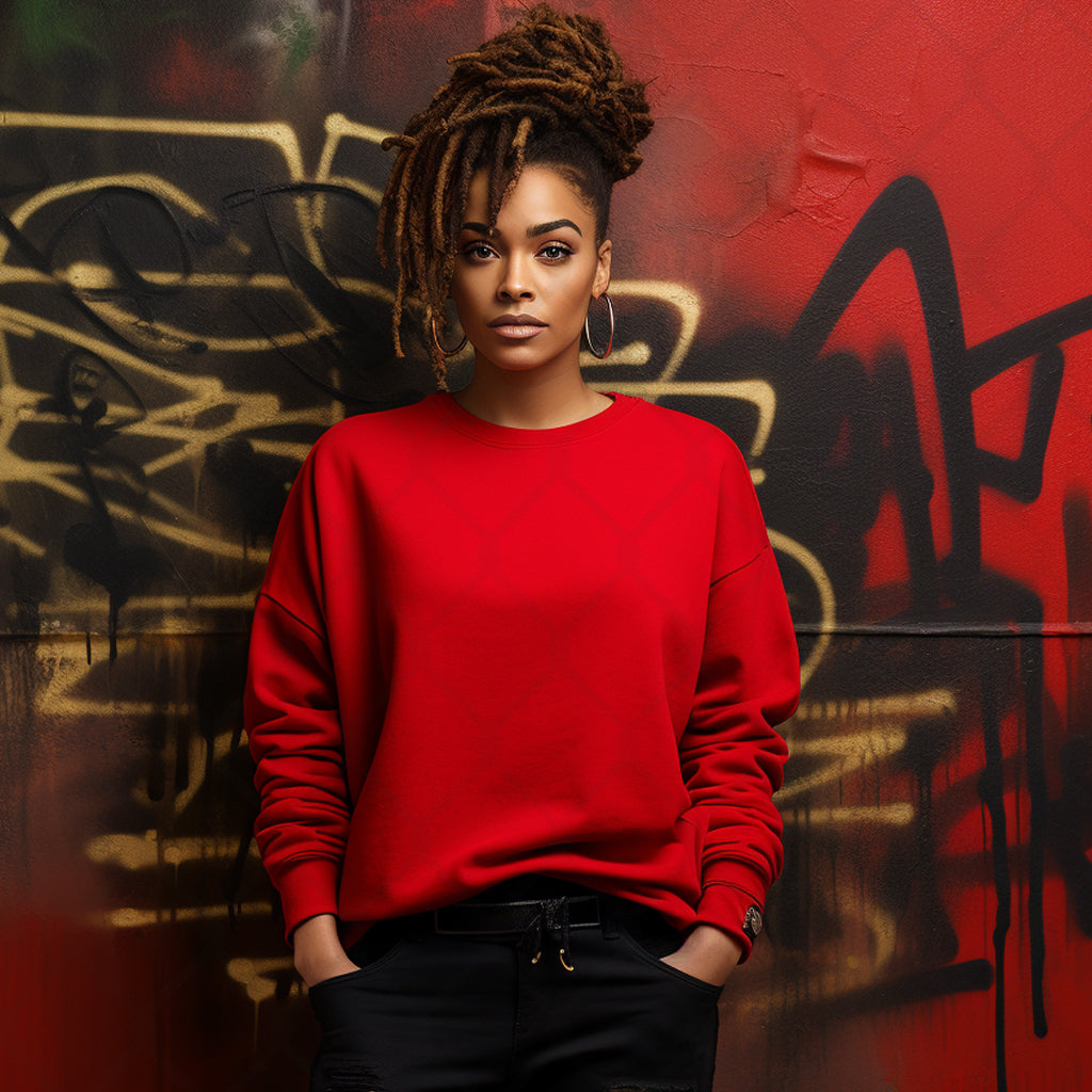 Red Sweatshirt Model Mockup