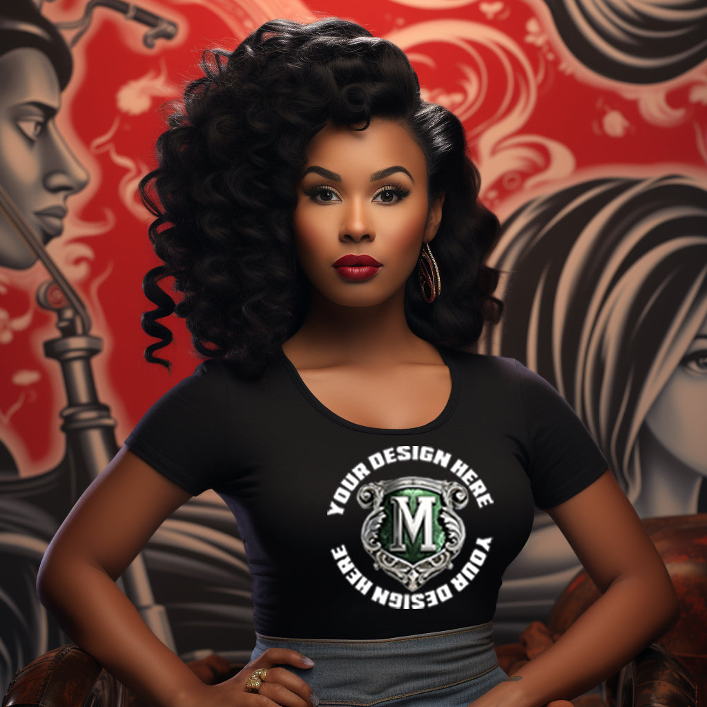 Black TShirt Retro Model Mockup