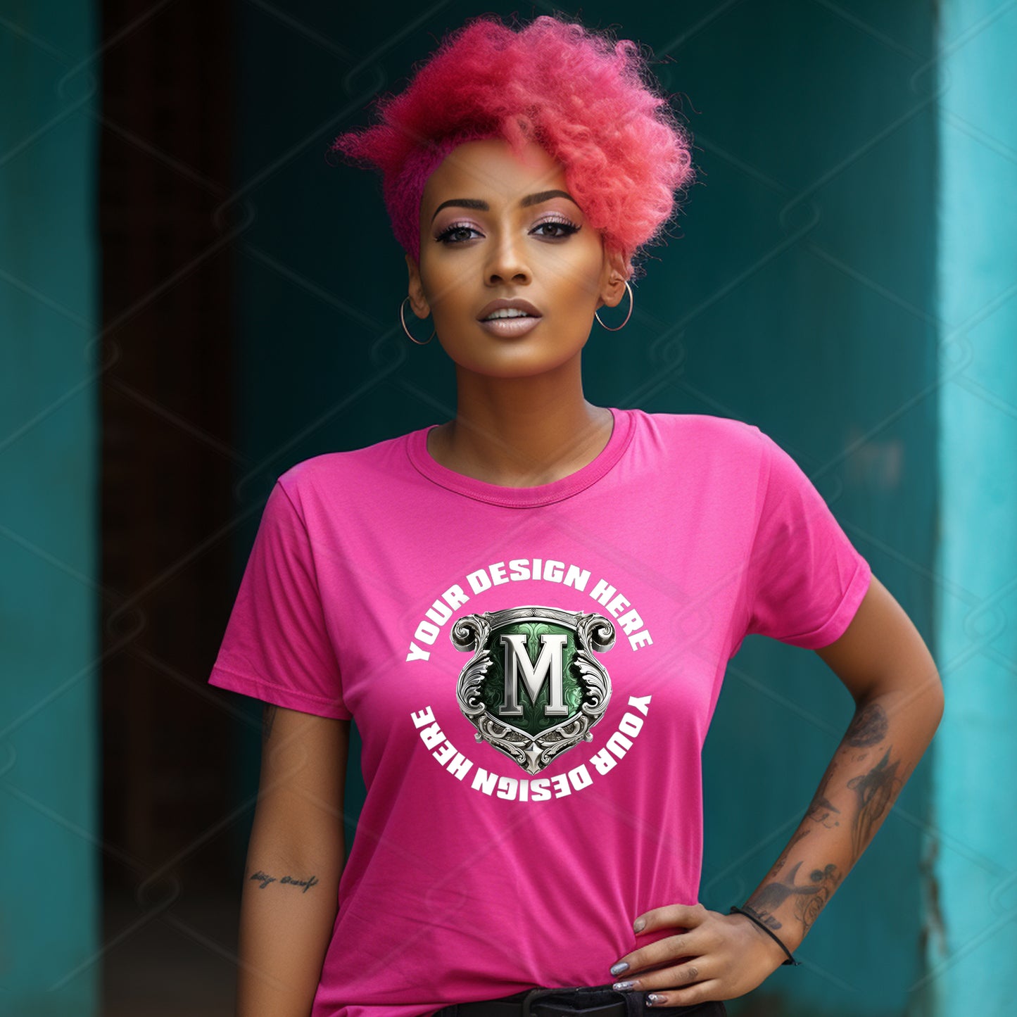Fucshia Pink TShirt Model Mockup