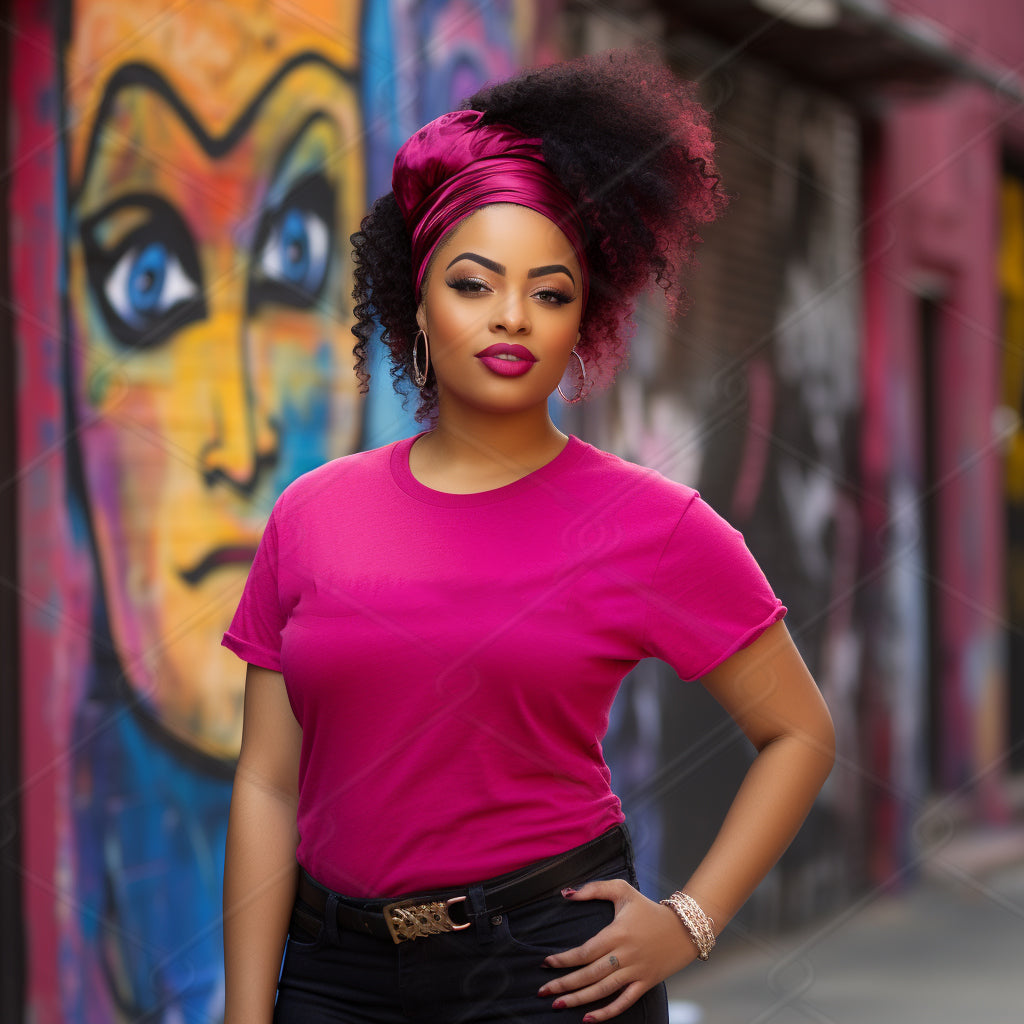 Fucshia Pink TShirt Model Mockup