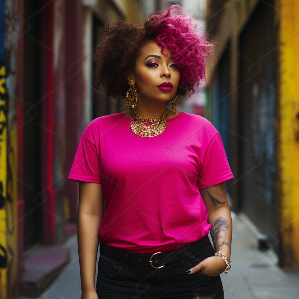 Fucshia Pink TShirt Model Mockup