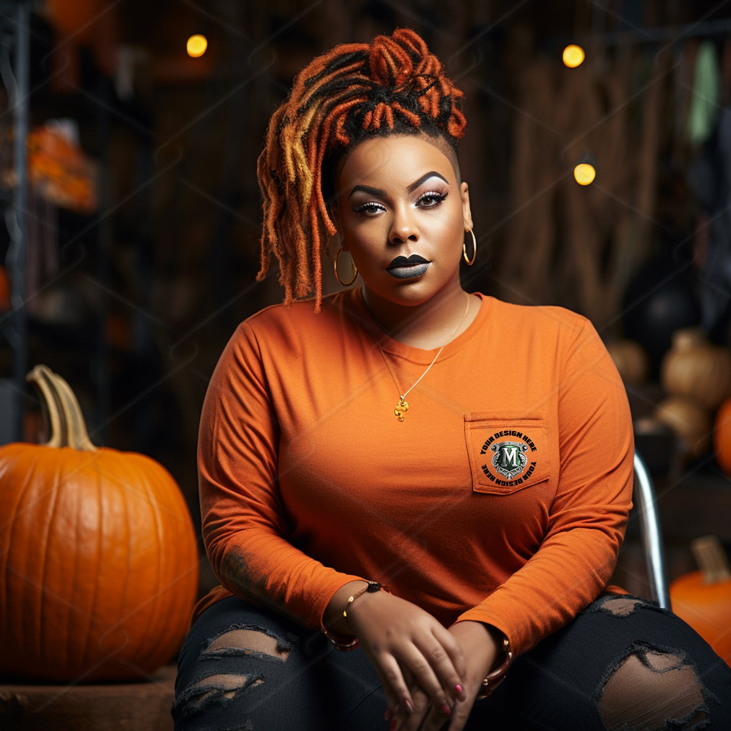 Orange Shirt Model Mockup