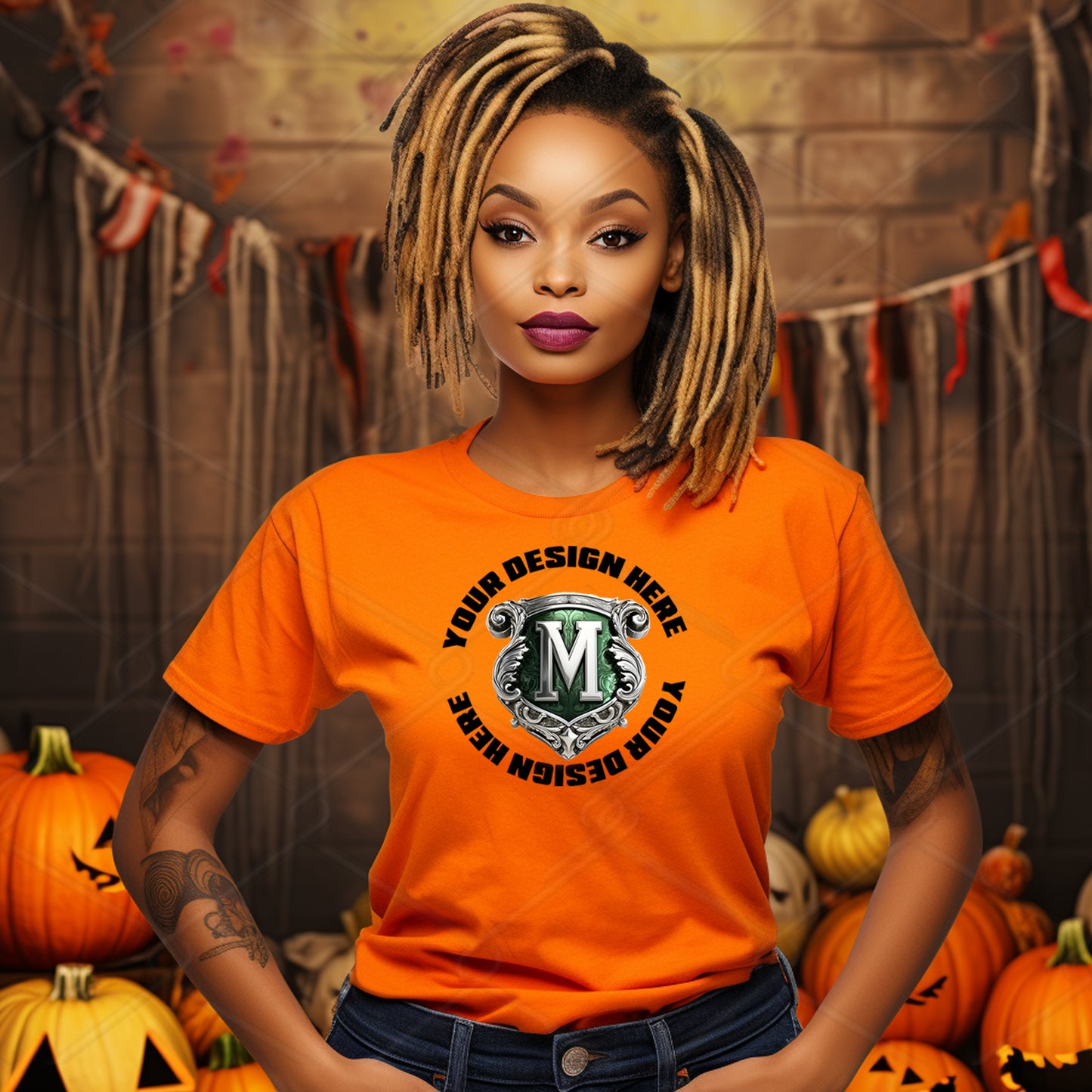 Orange TShirt Model Mockup