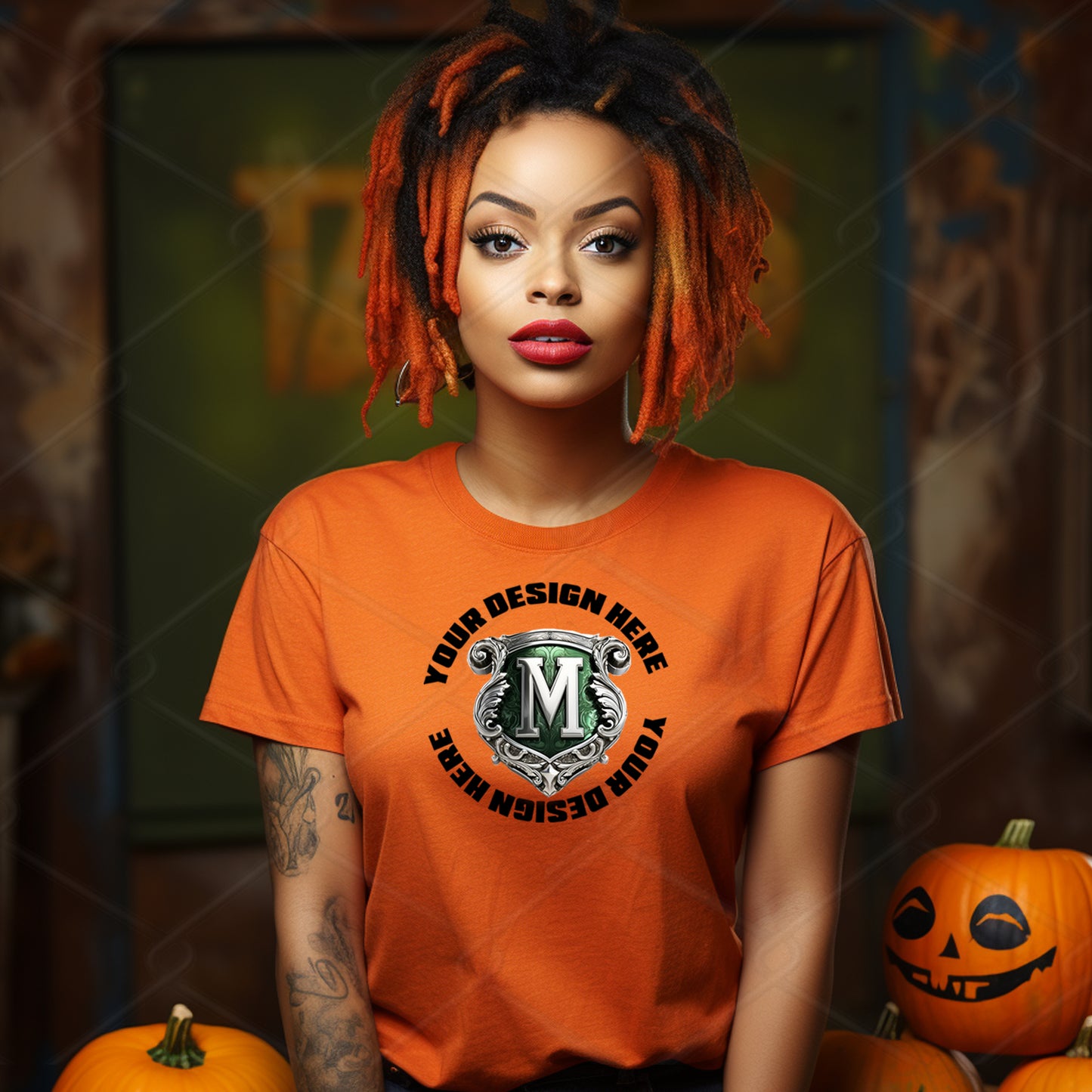 Orange TShirt Model Mockup