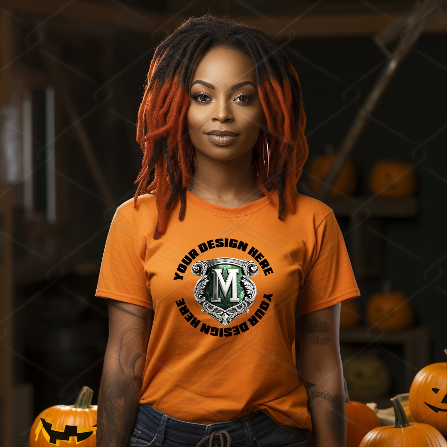 Orange TShirt Model Mockup
