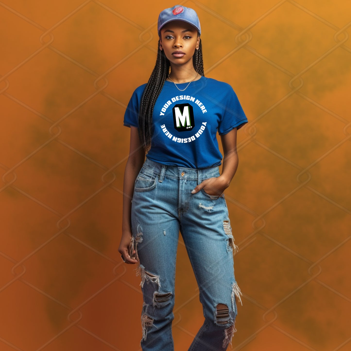 Blue TShirt Model Mockup