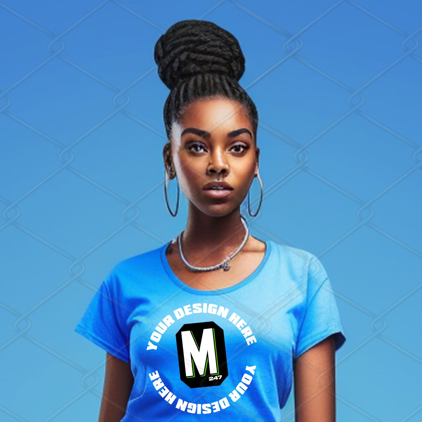 Blue TShirt Model Mockup