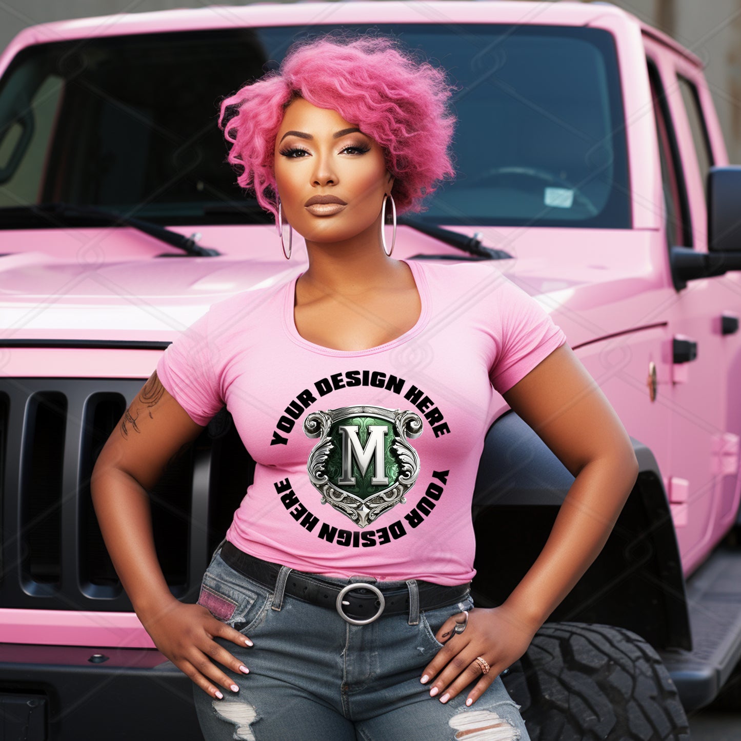 Pink TShirt Model Mockup