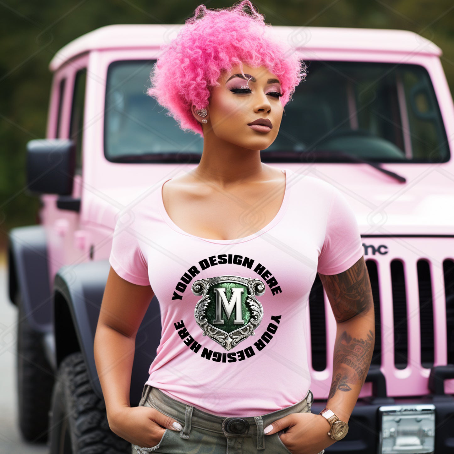 Pink TShirt Model Mockup