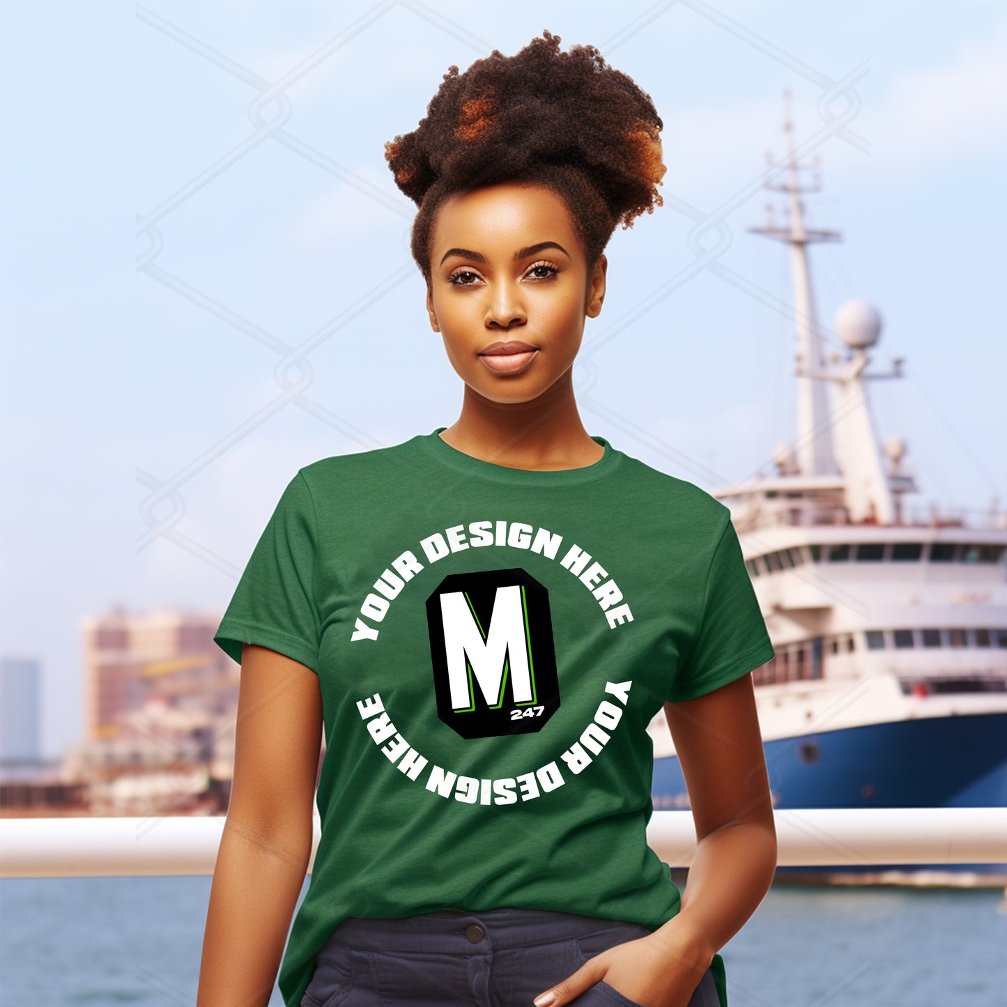 Green TShirt Model Mockup