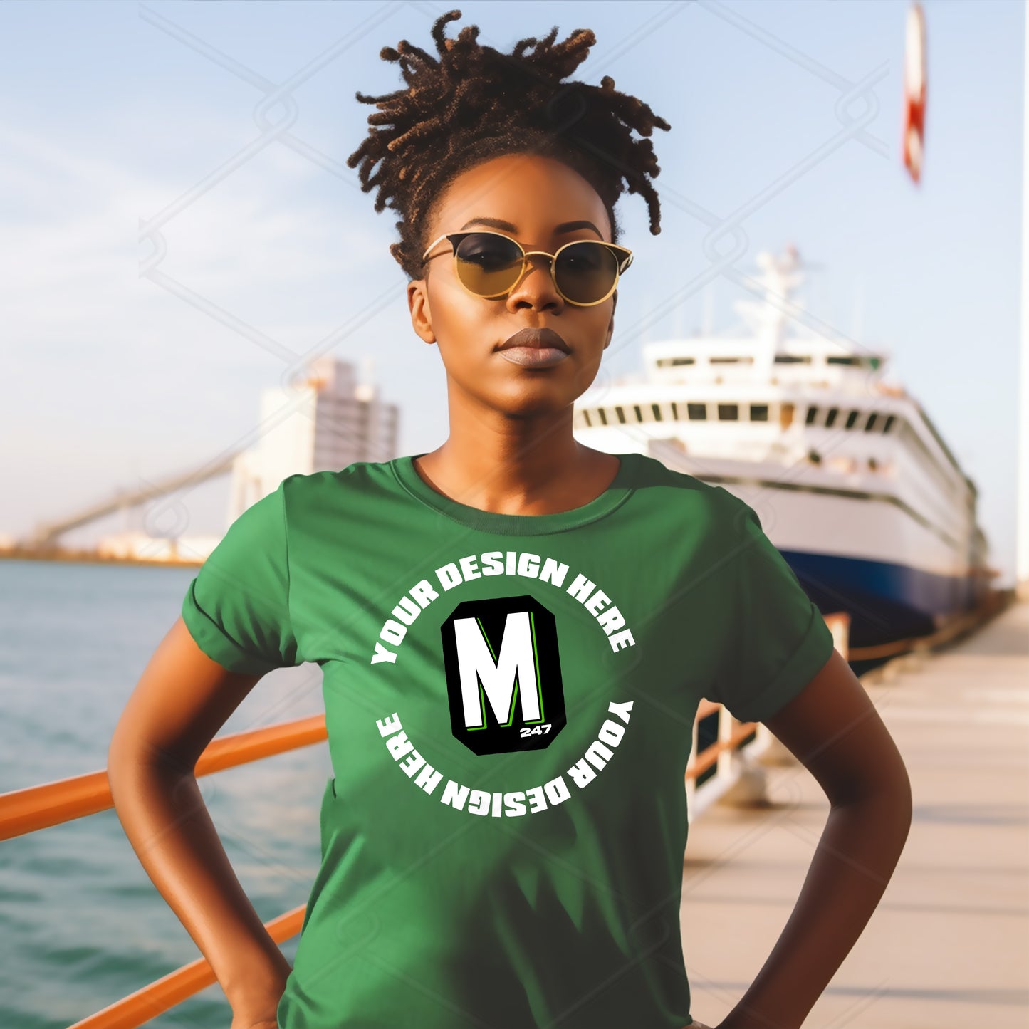 Green TShirt Model Mockup