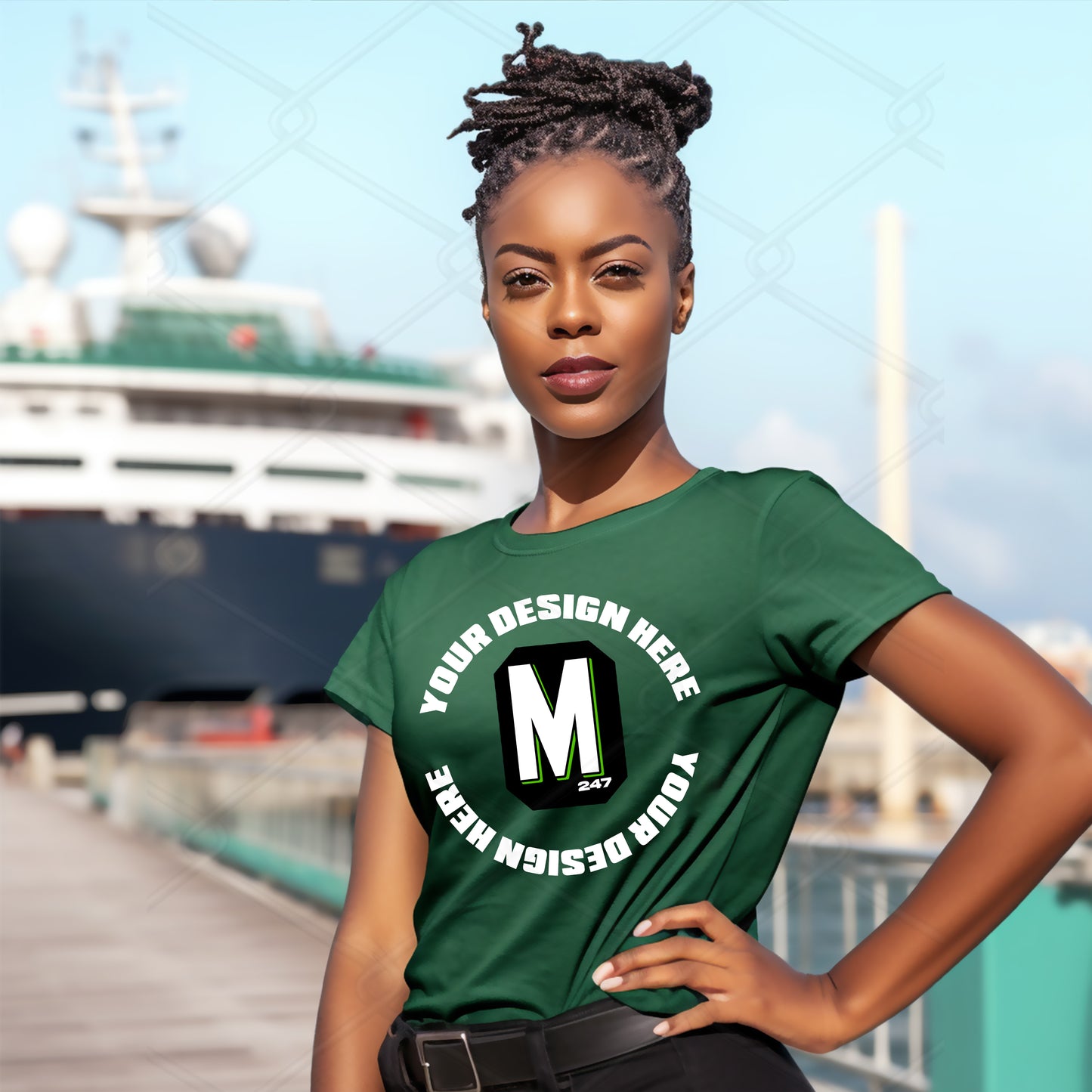 Green TShirt Model Mockup