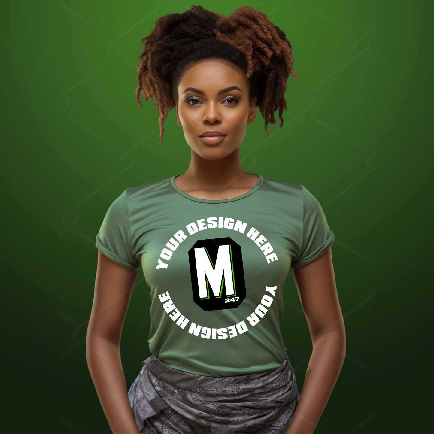 Green TShirt Model Mockup