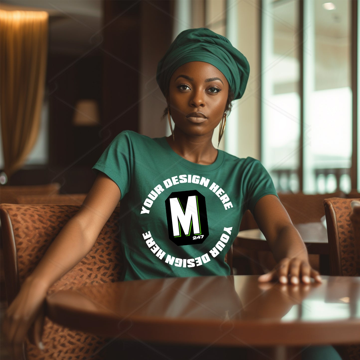 Green TShirt Model Mockup