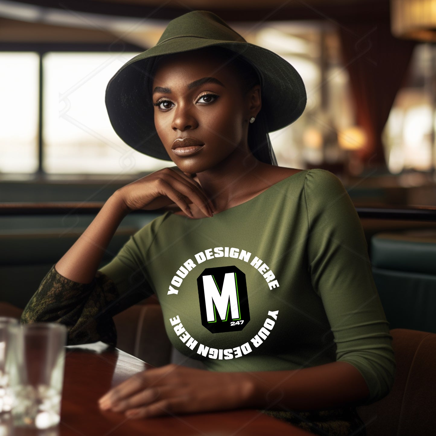 Green TShirt Model Mockup