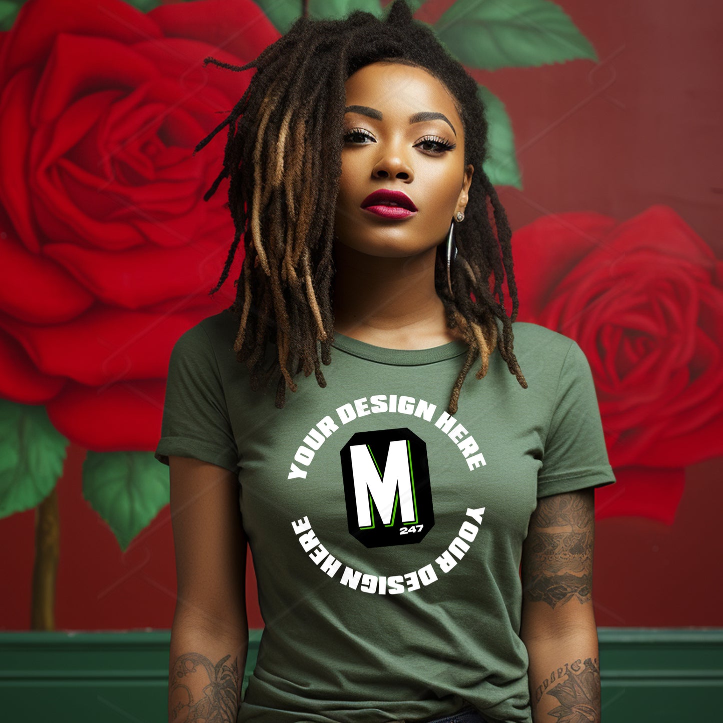 Green TShirt Model Mockup