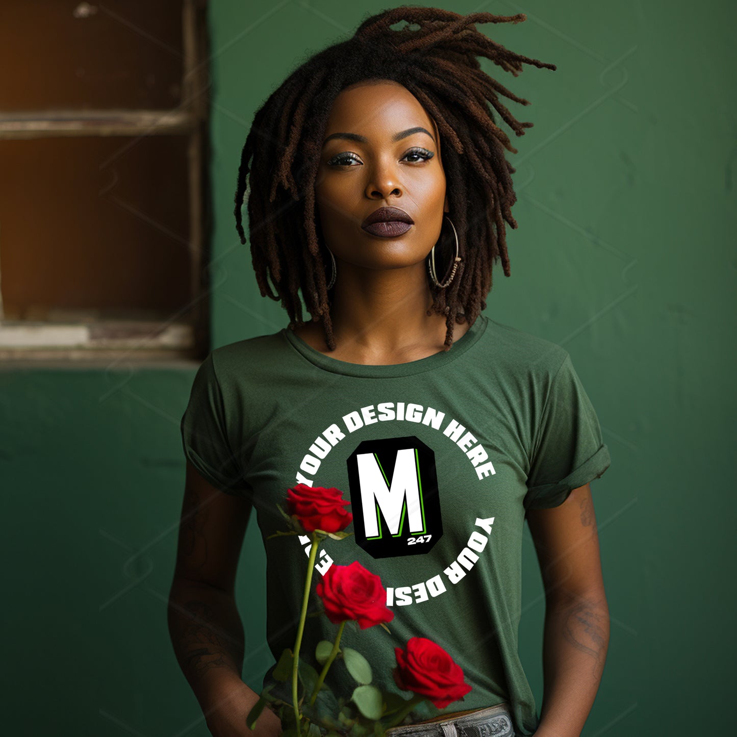 Green TShirt Model Mockup