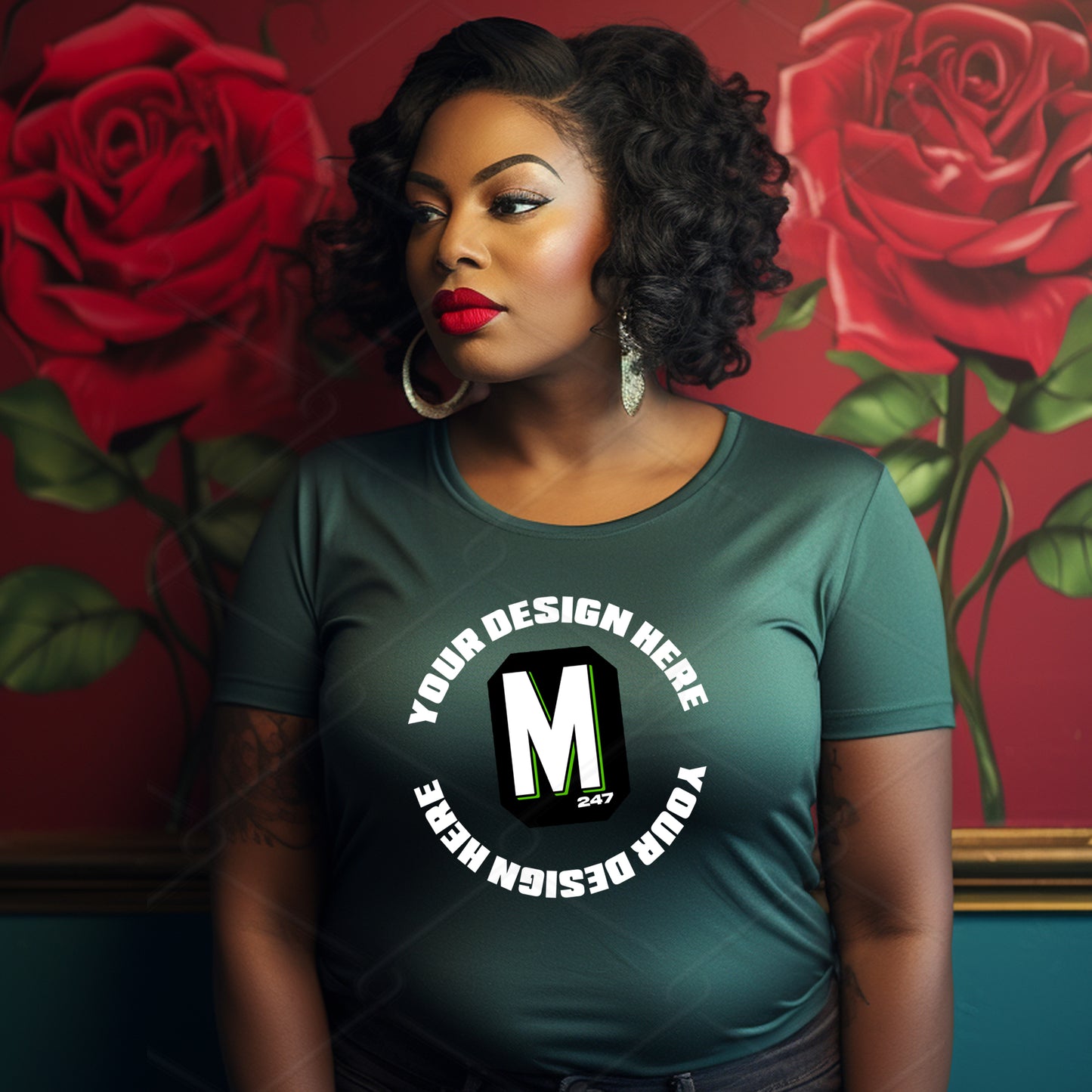 Green TShirt Model Mockup
