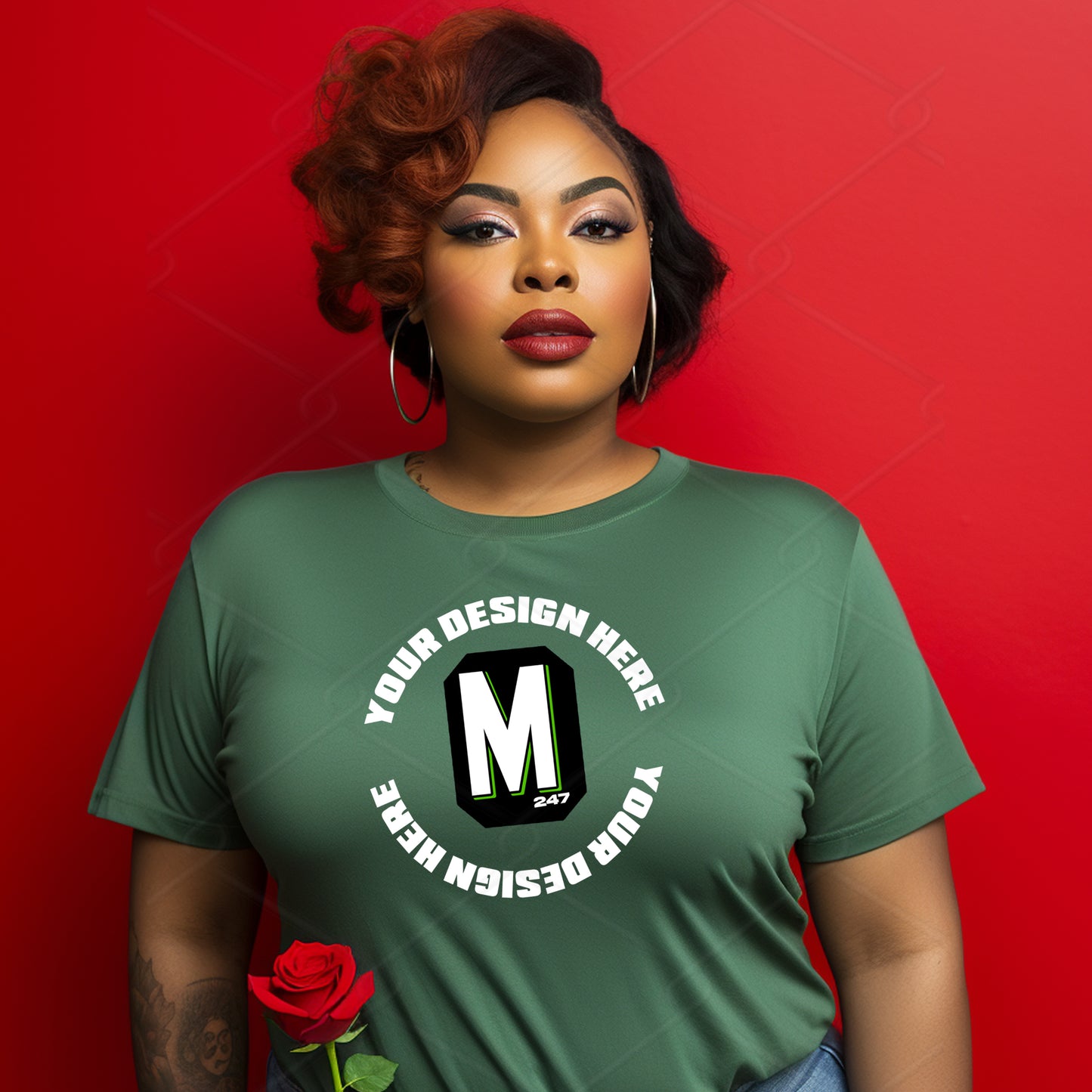 Green TShirt Model Mockup