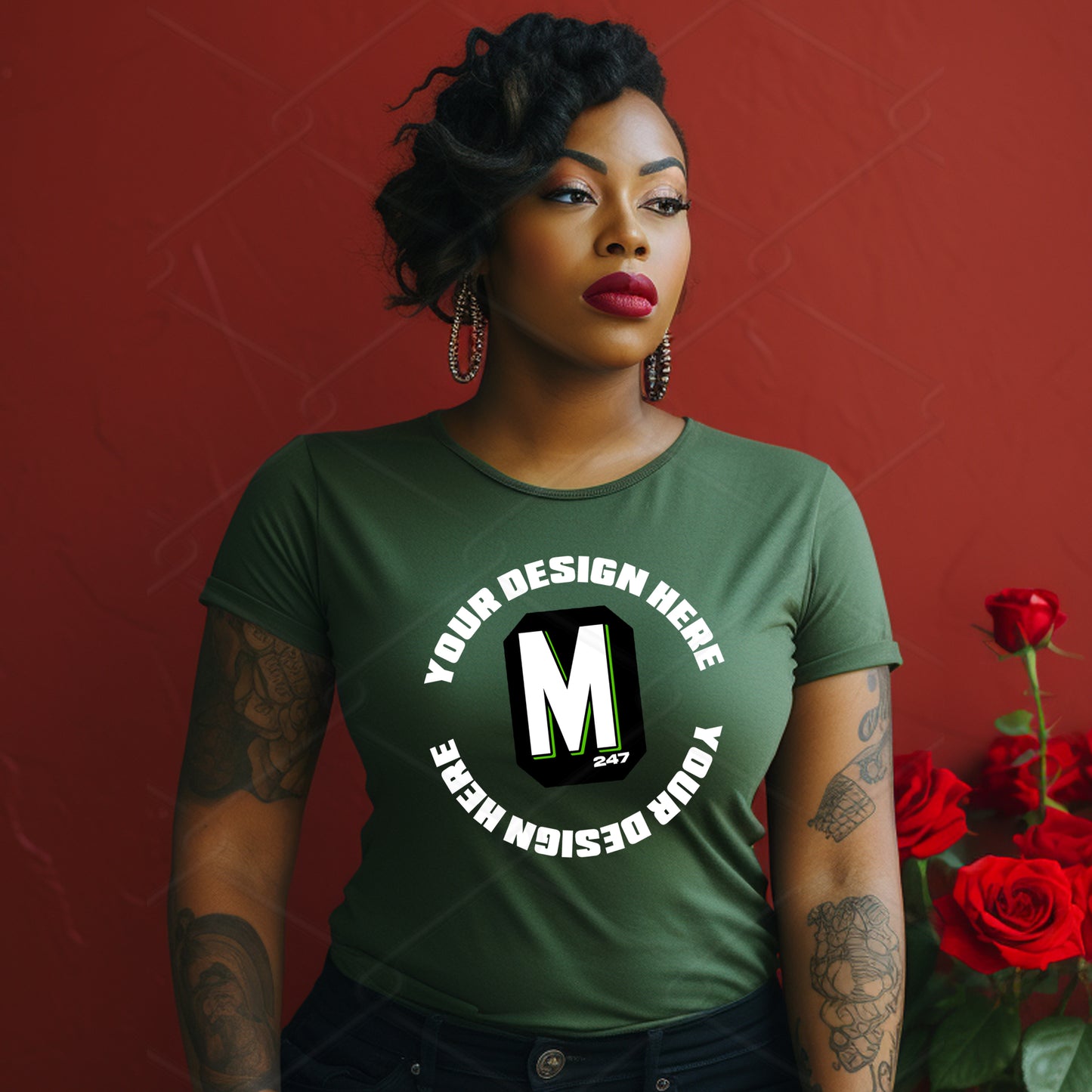 Green TShirt Model Mockup