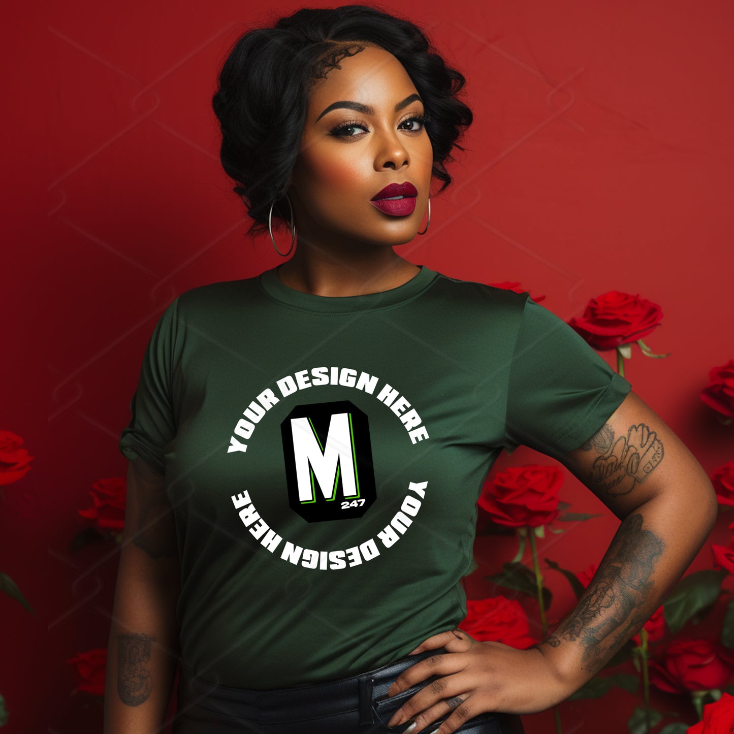 Green TShirt Model Mockup