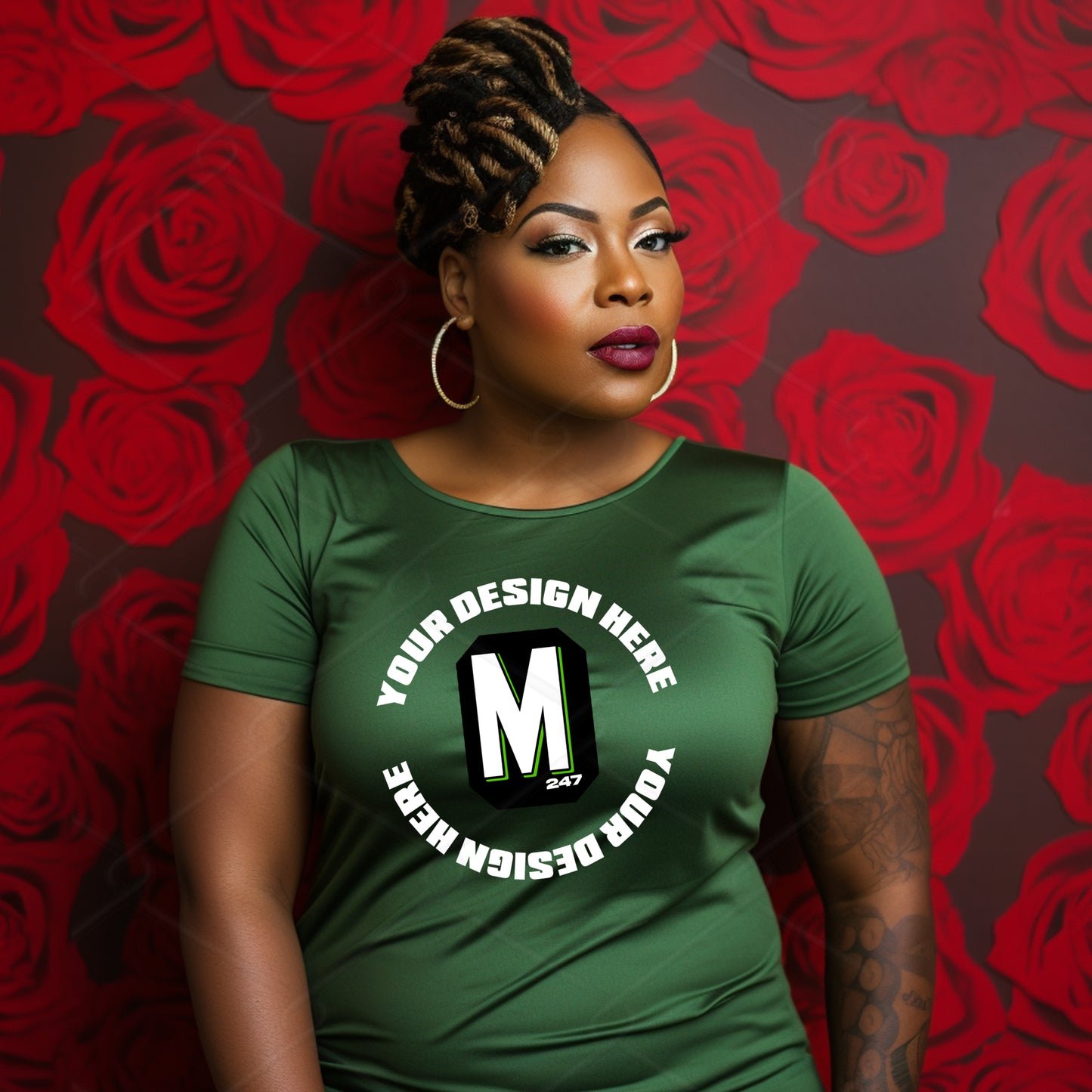 Green TShirt Model Mockup