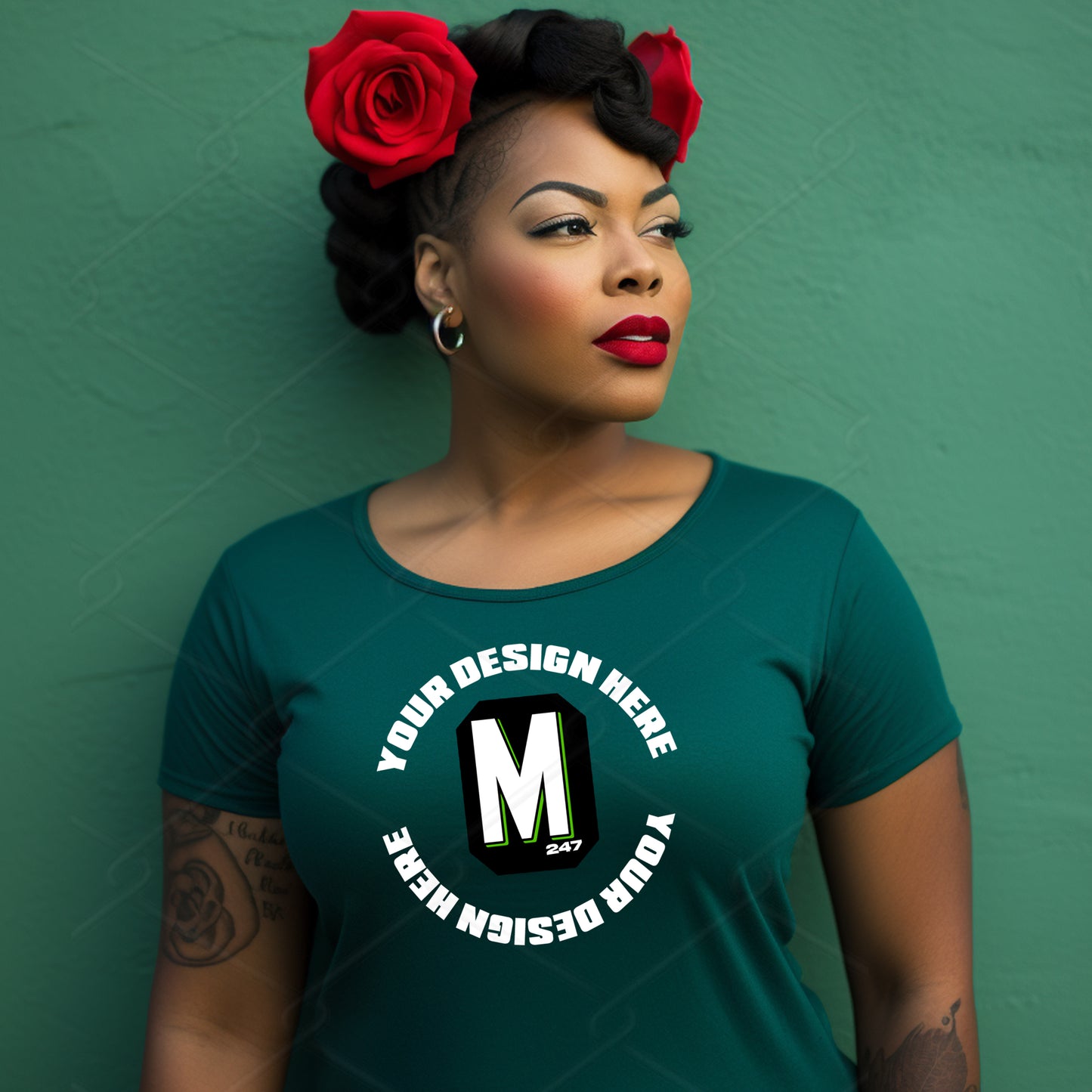 Green TShirt Model Mockup