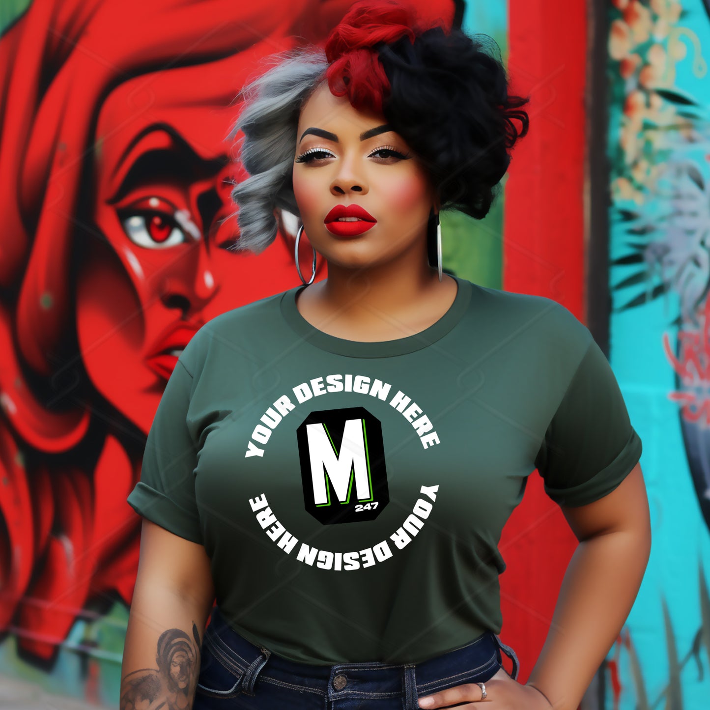 Green TShirt Model Mockup