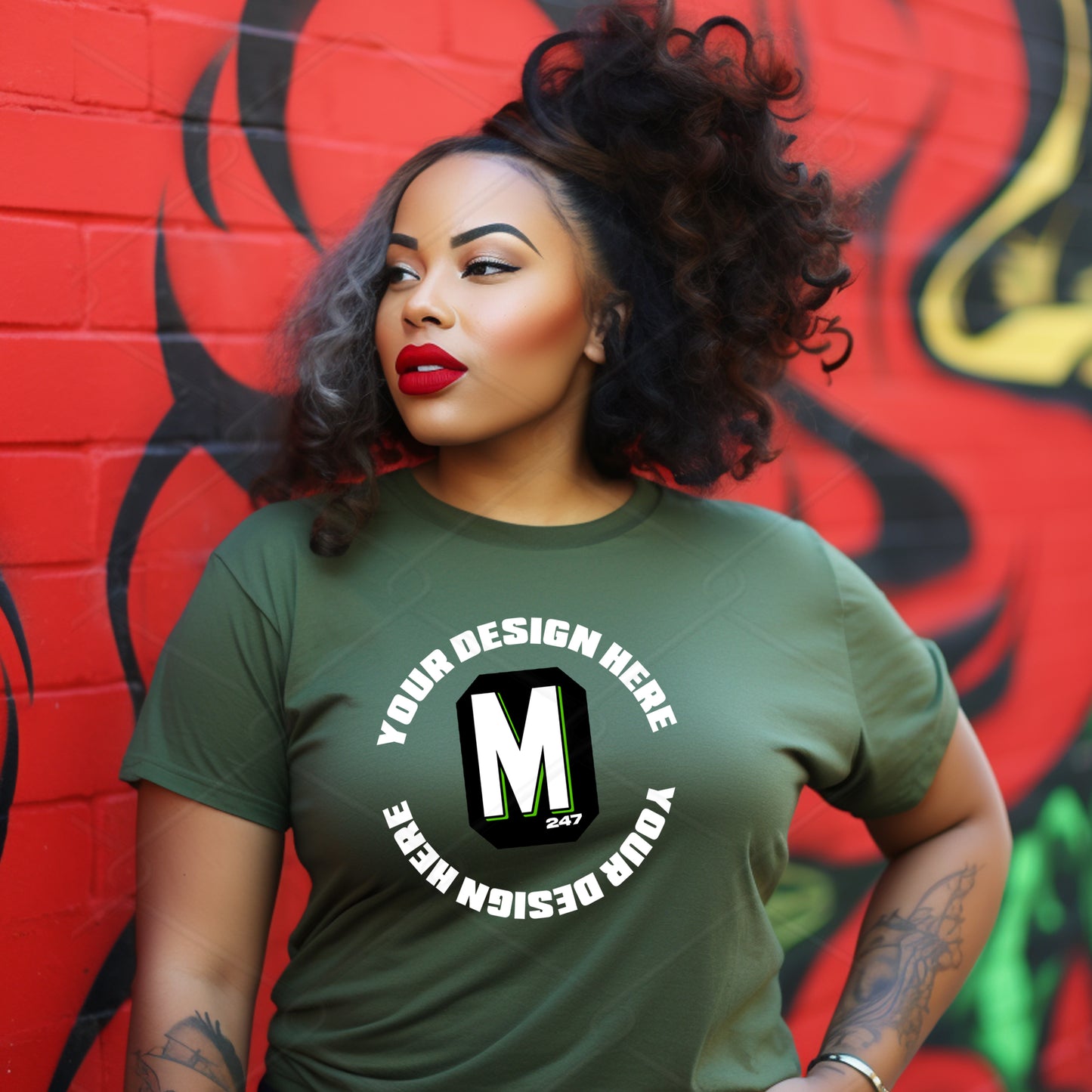 Green TShirt Model Mockup