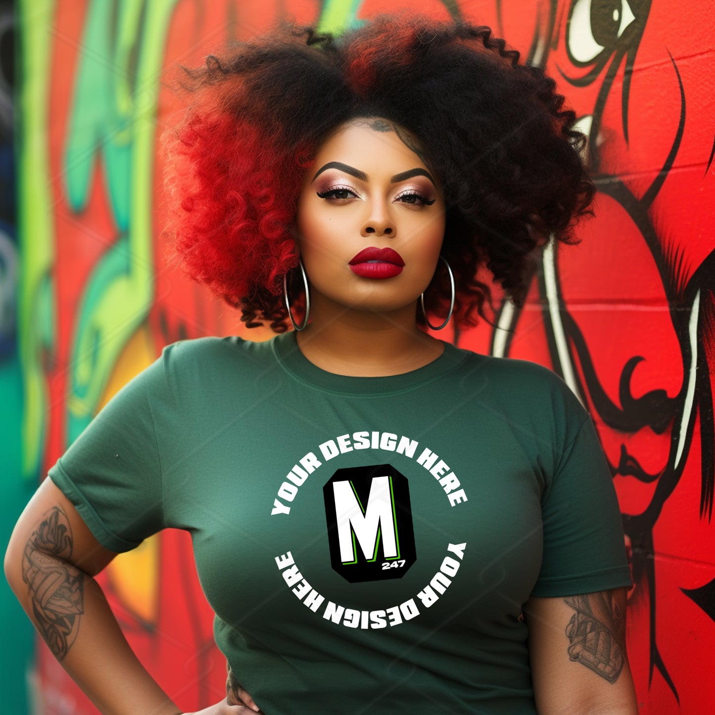 Green TShirt Model Mockup