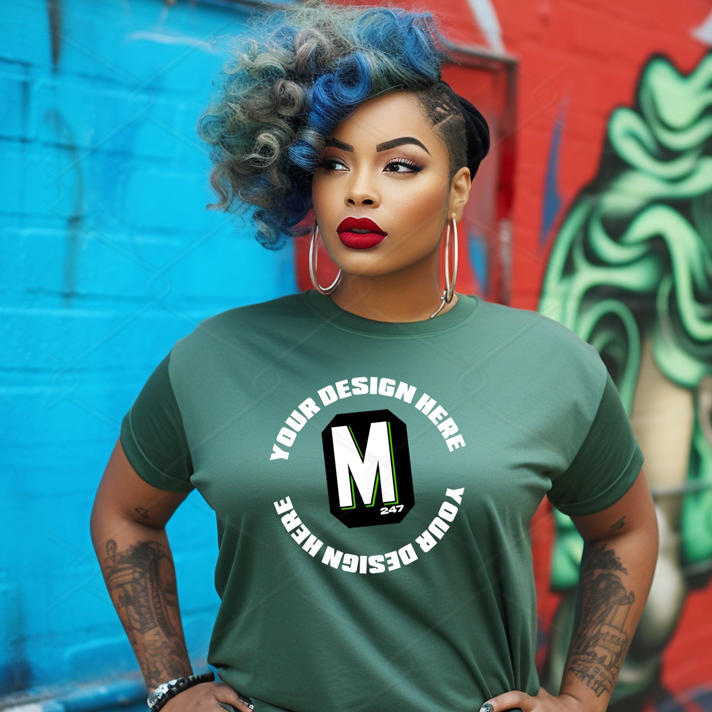 Green TShirt Model Mockup