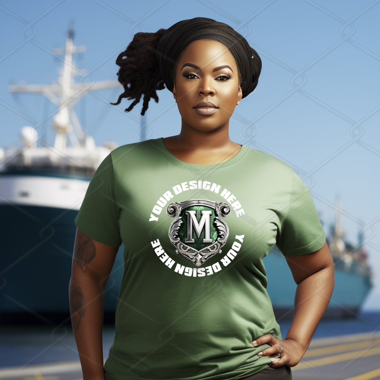 Green TShirt Model Mockup