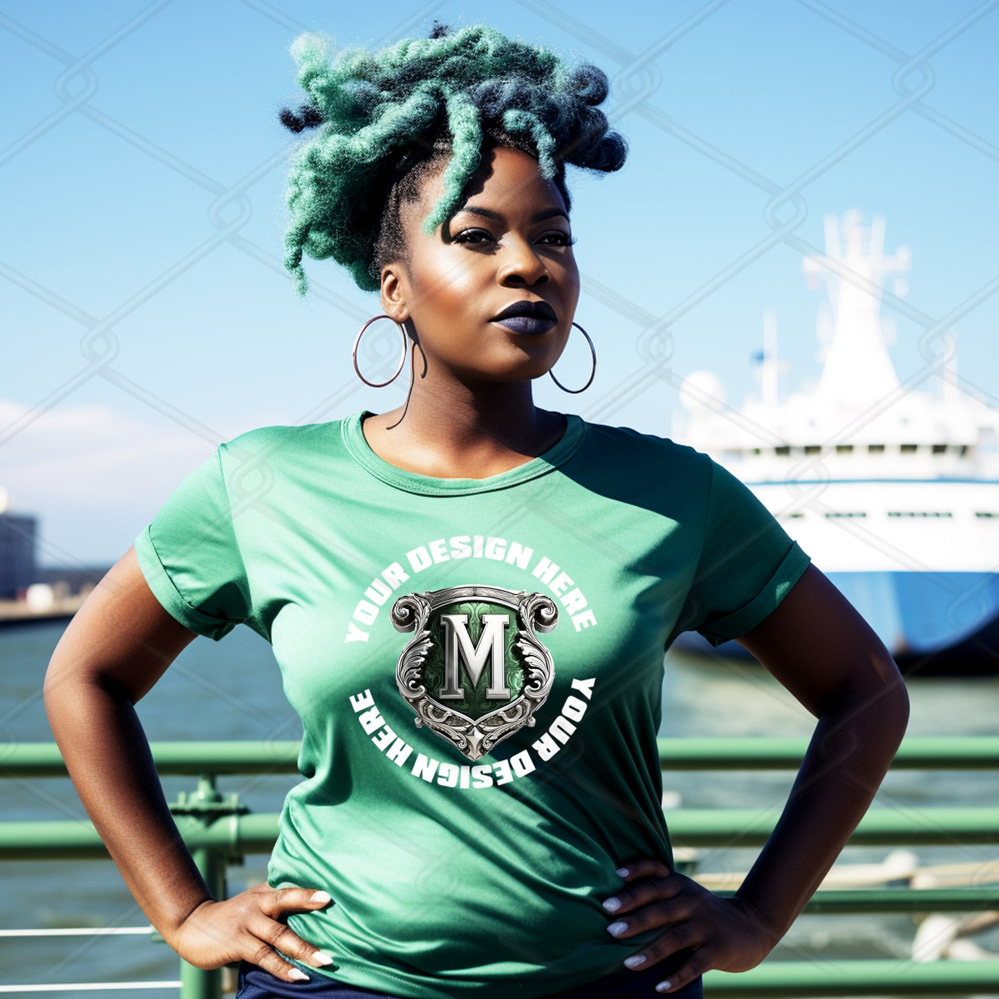 Green TShirt Model Mockup
