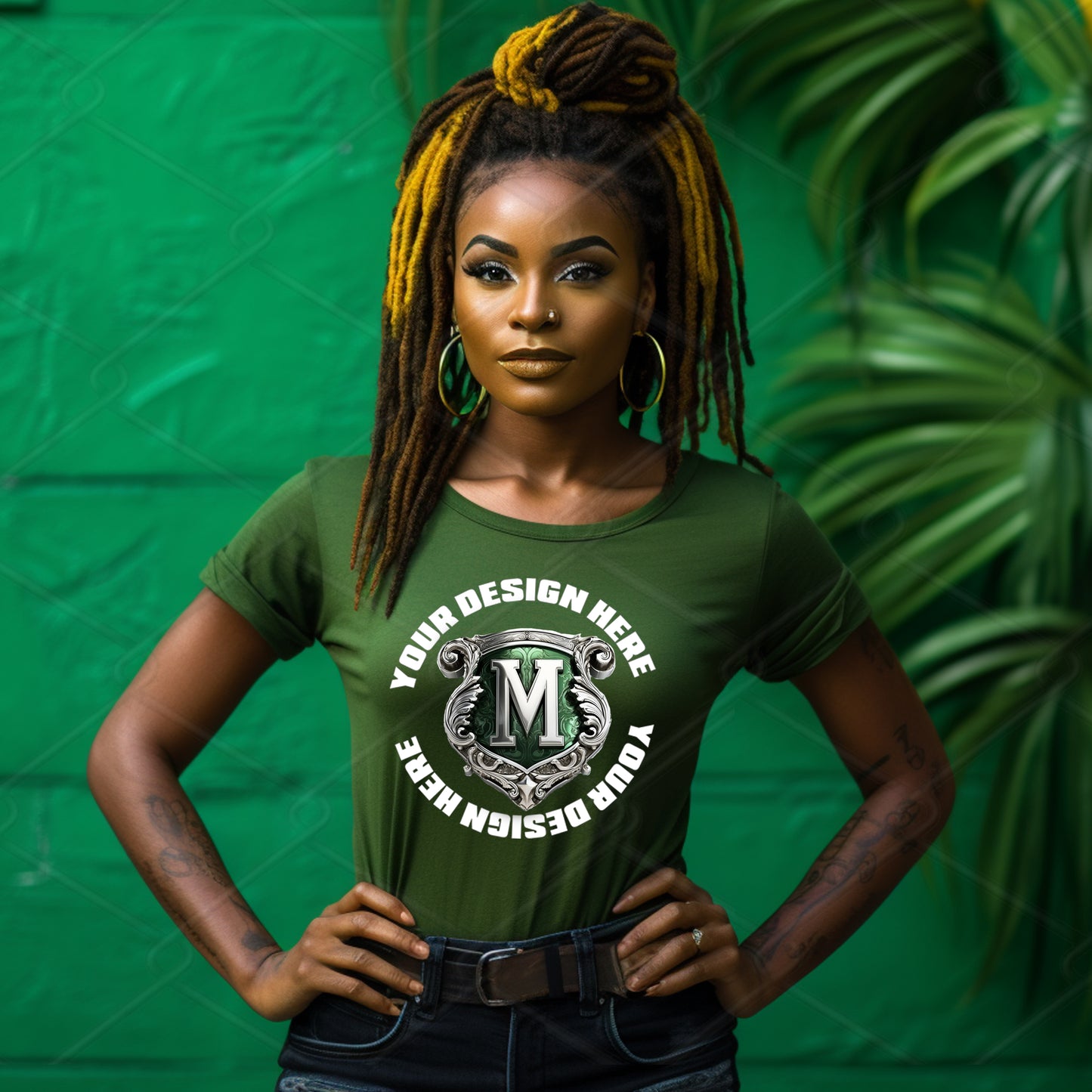 Green TShirt Model Mockup