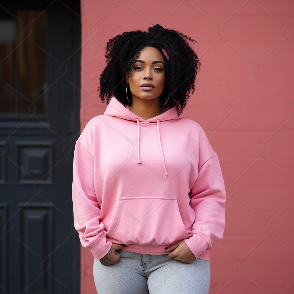 Pink Hoodie Model Mockup