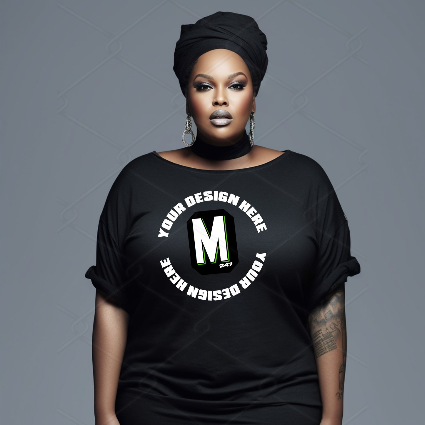 Black TShirt Plus Size Model Mockup