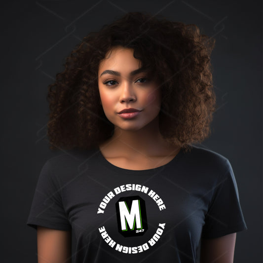 Black TShirt Biracial Model Mockup