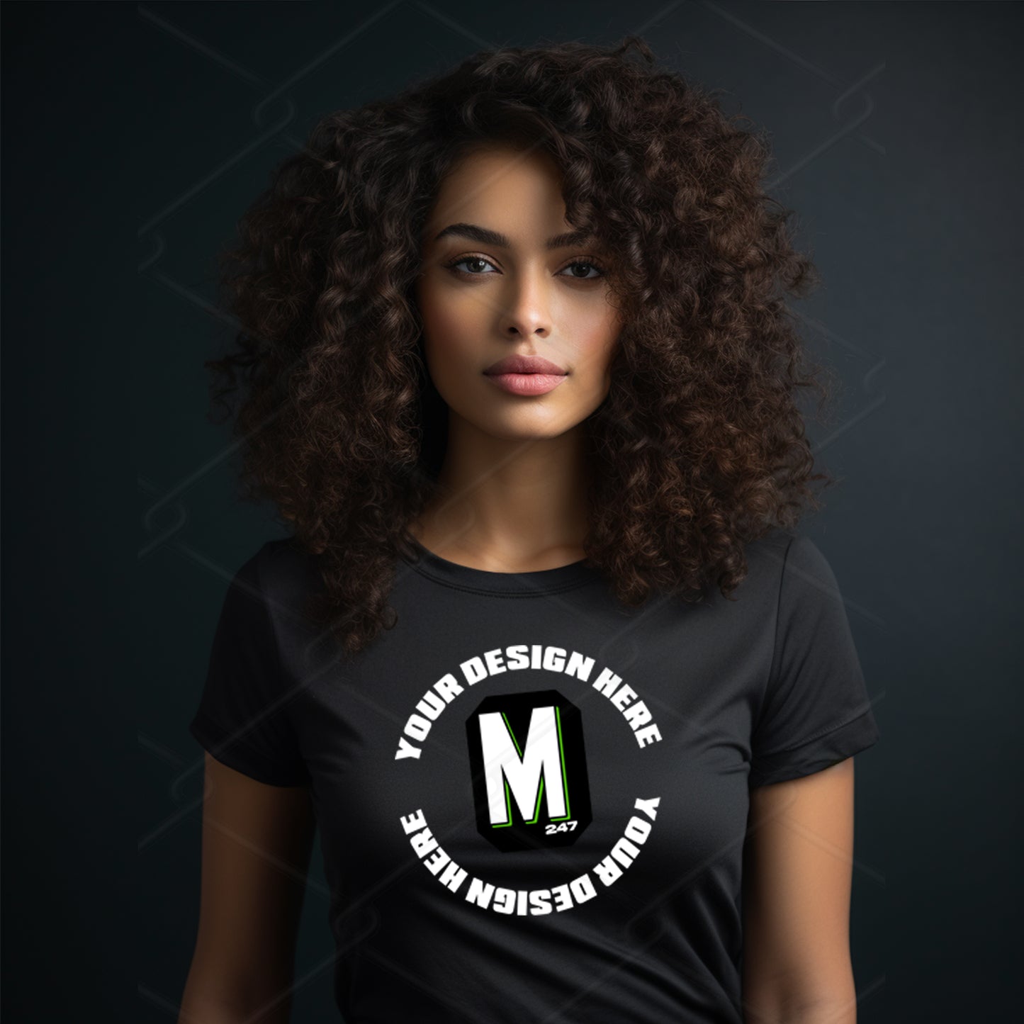 Black TShirt Biracial Model Mockup