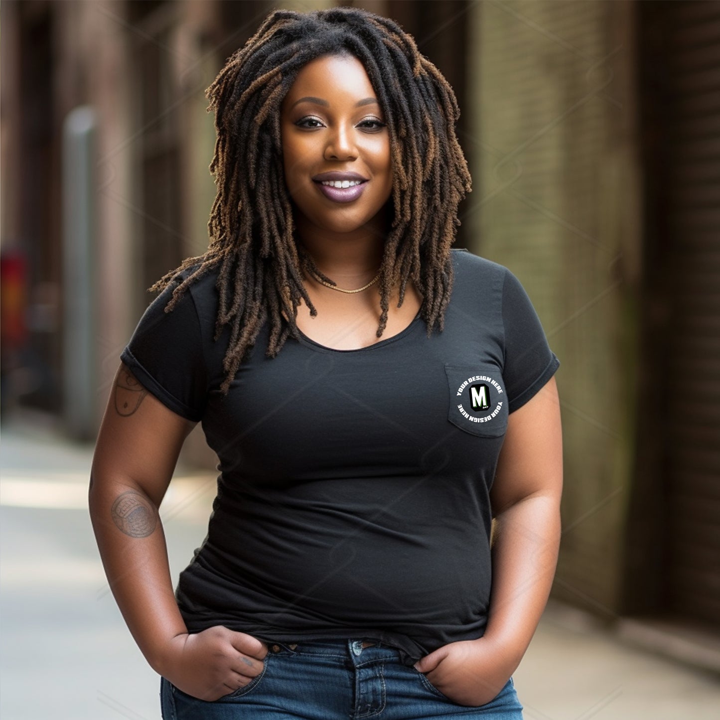 Black TShirt Plus Size Model Mockup