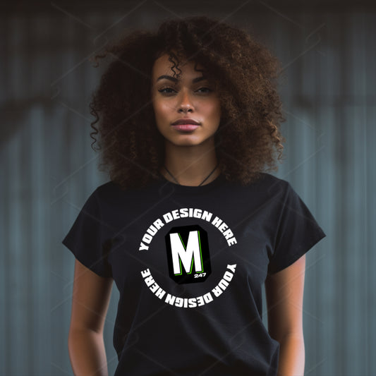 Black TShirt Biracial Model Mockup