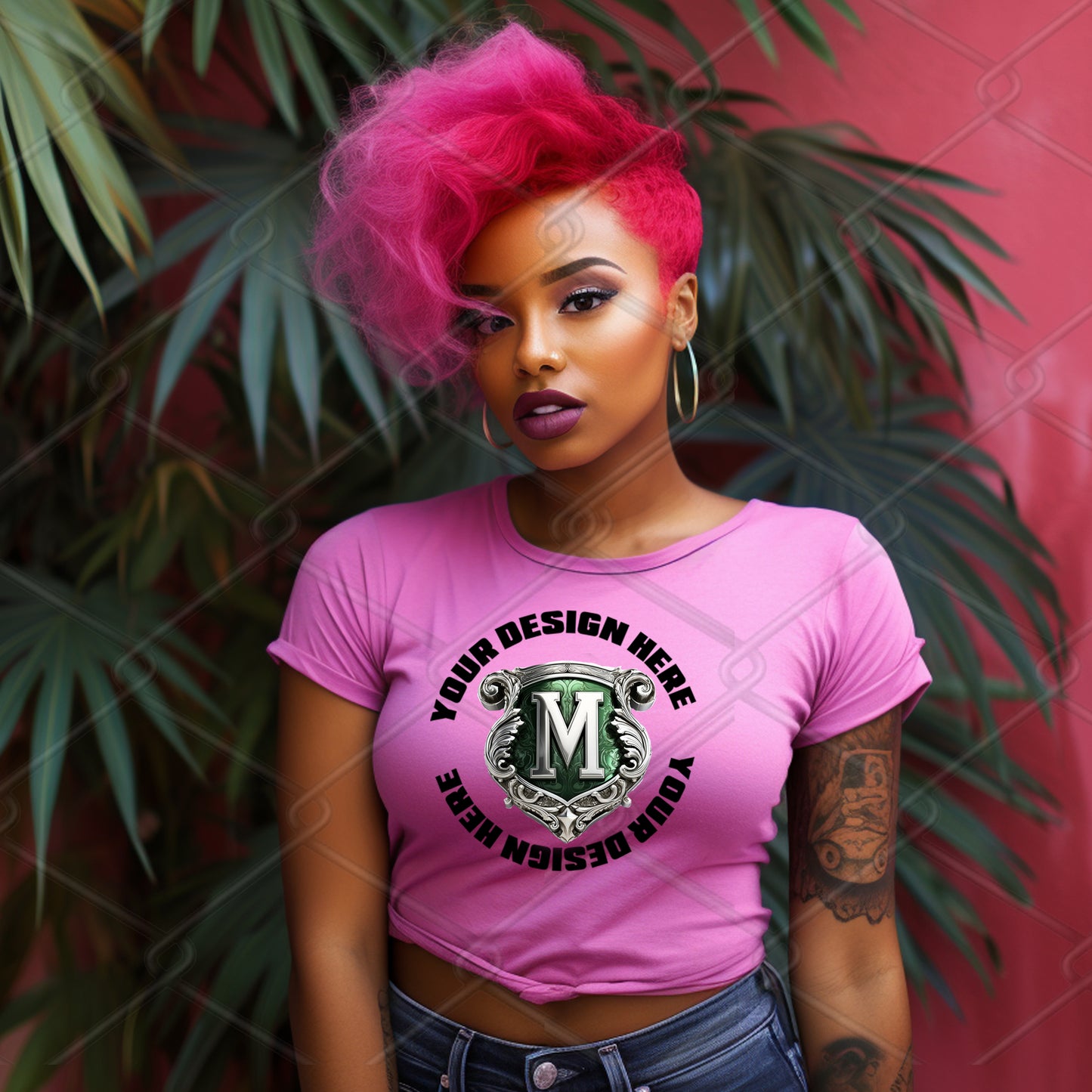 Fucshia Pink TShirt Model Mockup