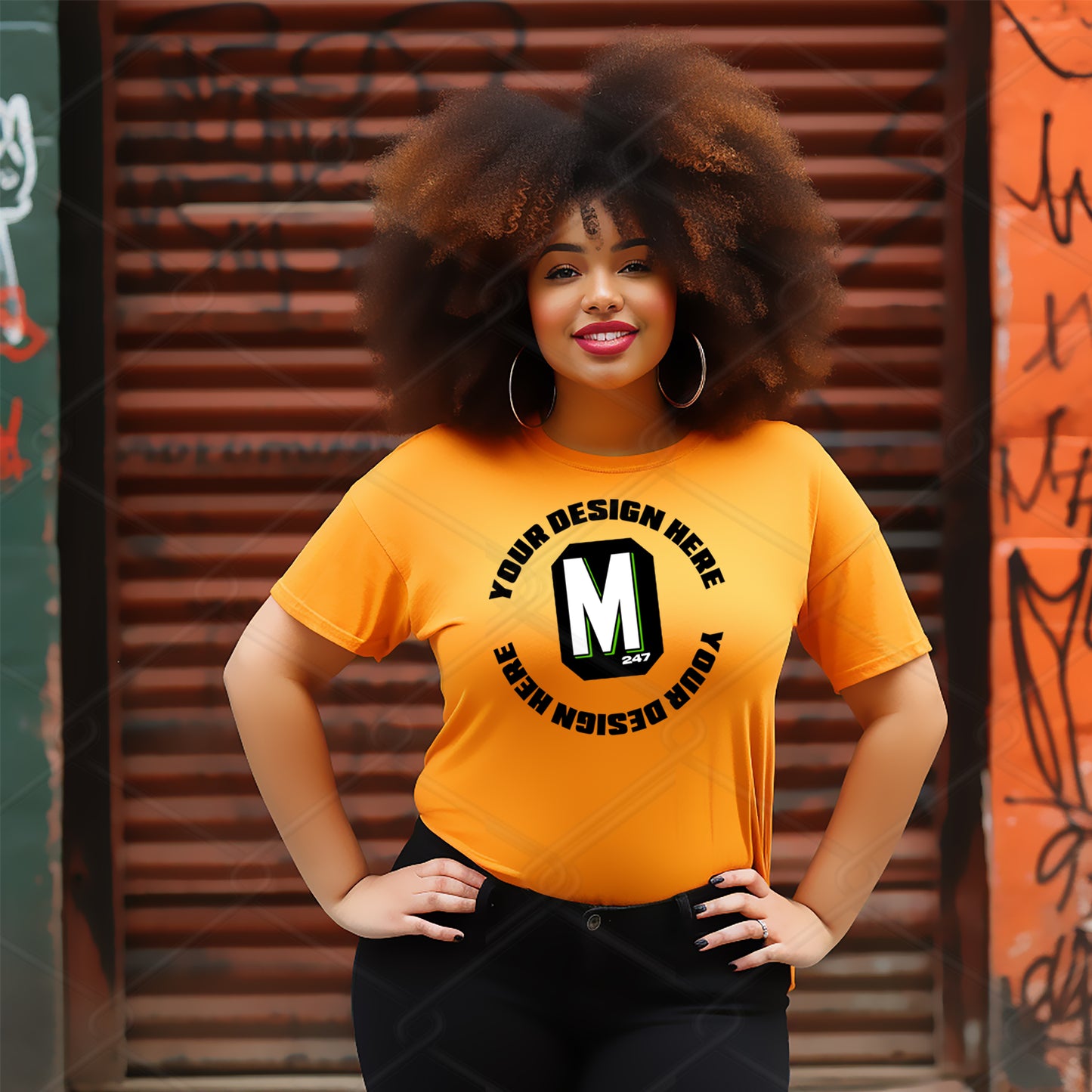 Orange TShirt Model Mockup