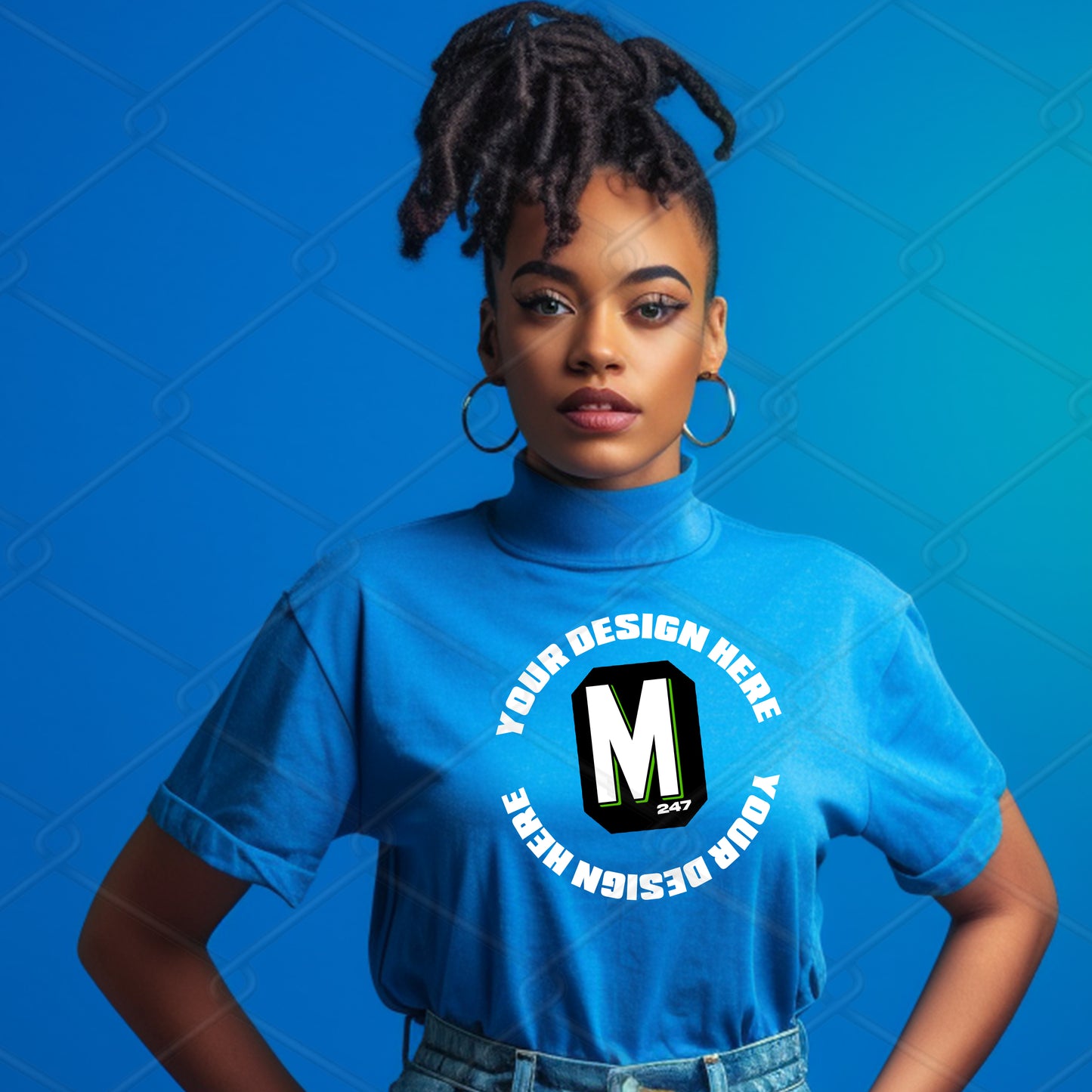 Blue TShirt Model Mockup