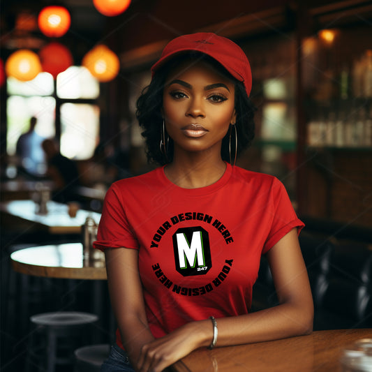 Red TShirt Model Mockup