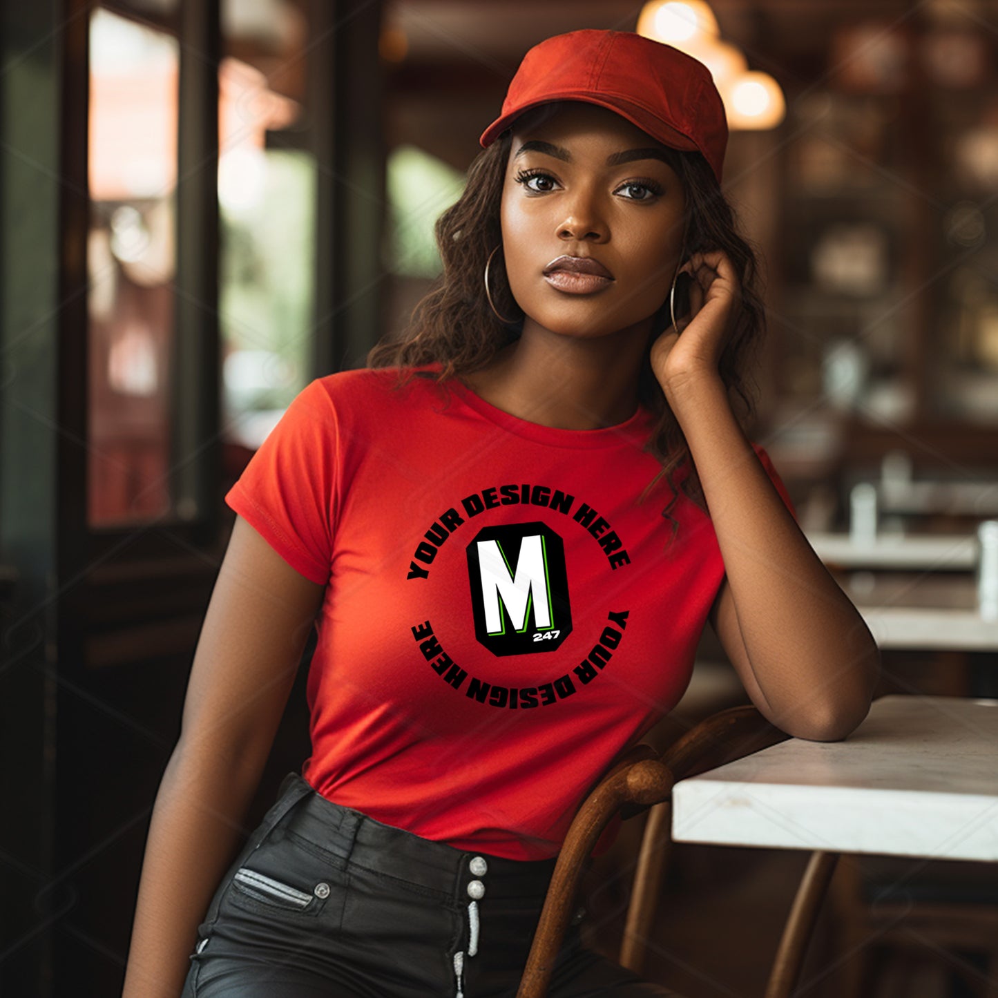 Red TShirt Model Mockup